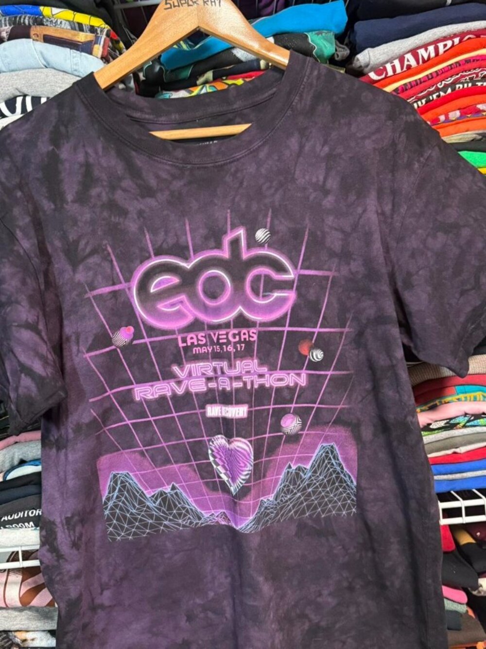 EDC Las Vegas electronic music fest t shirt purple tie dye